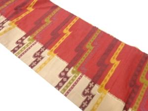 リサイクル　手織り紬変わり横段模様織出し名古屋帯